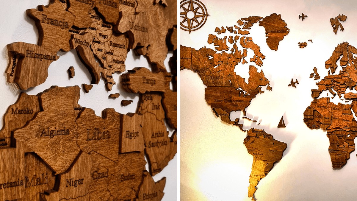 Prezent dla podróżnika. Najlepszy podarunek na każdą okazję – drewniana mapa świata